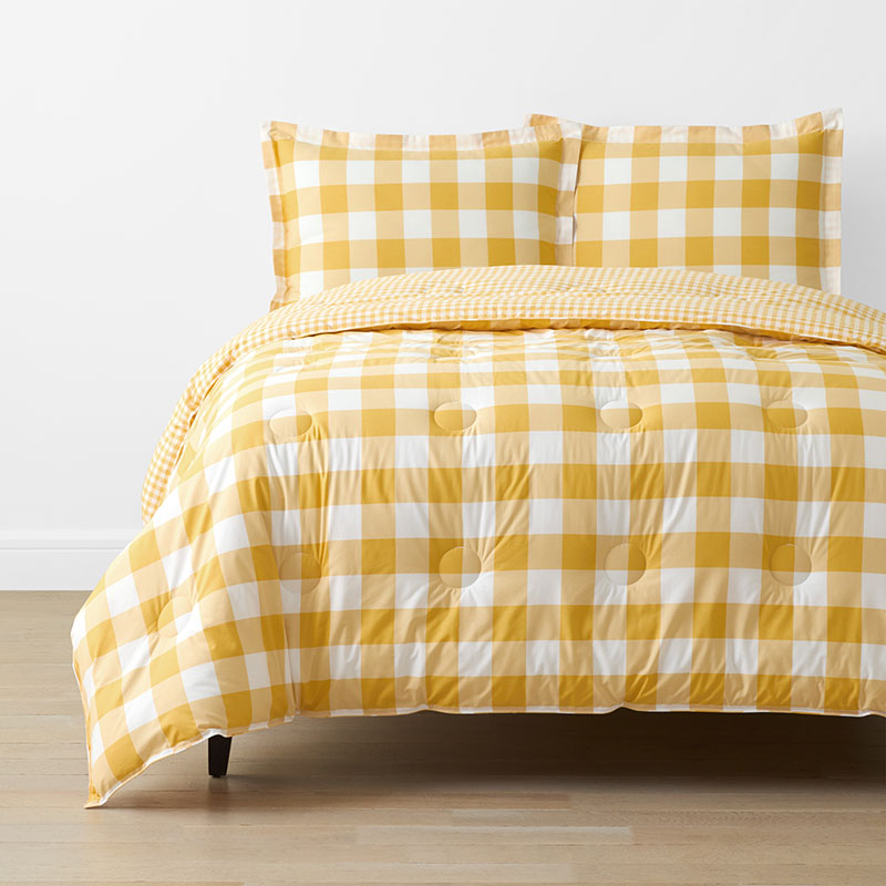 Big Check Classic Cool Organic Cotton Percale Reversible Comforter Set