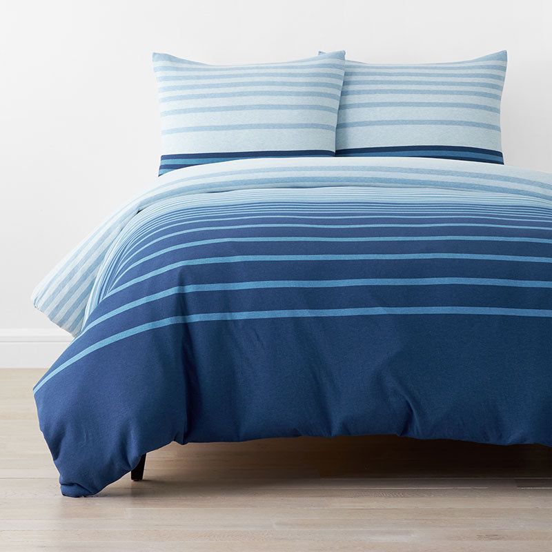 T-Shirt Soft Jersey Knit Stripe Yarn-Dyed Duvet Cover Set