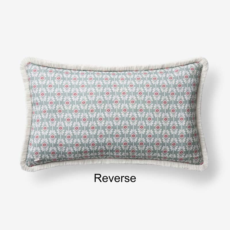Floral Border Reversible Decorative Lumbar Pillow Cover