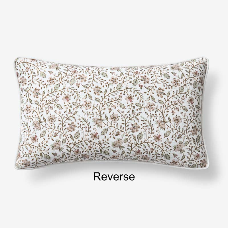Floral Sprigs Reversible Decorative Lumbar Pillow Cover