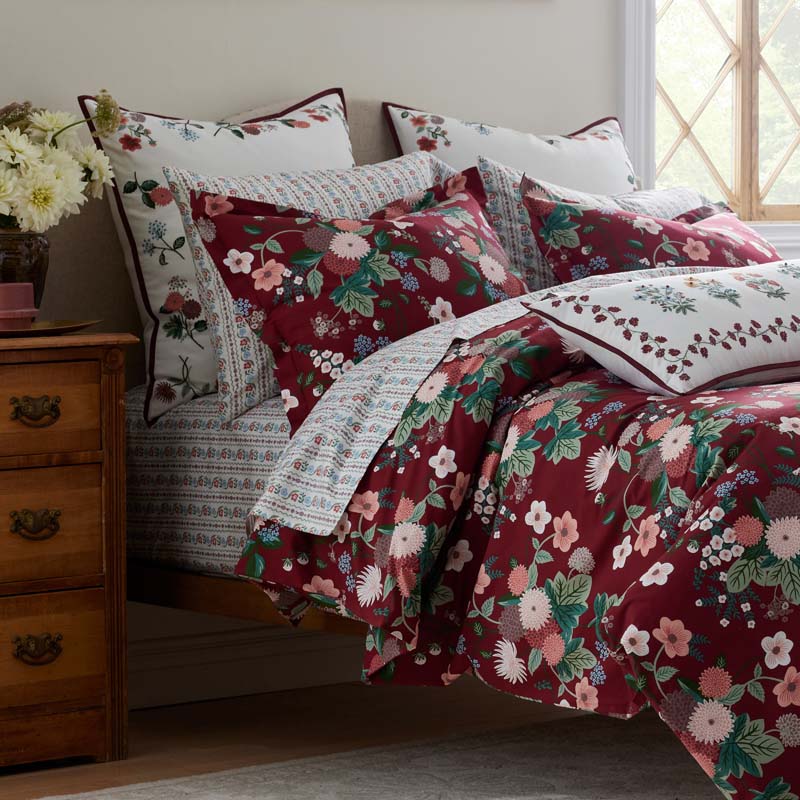 Dahlia Embroidered Decorative Square Pillow Cover