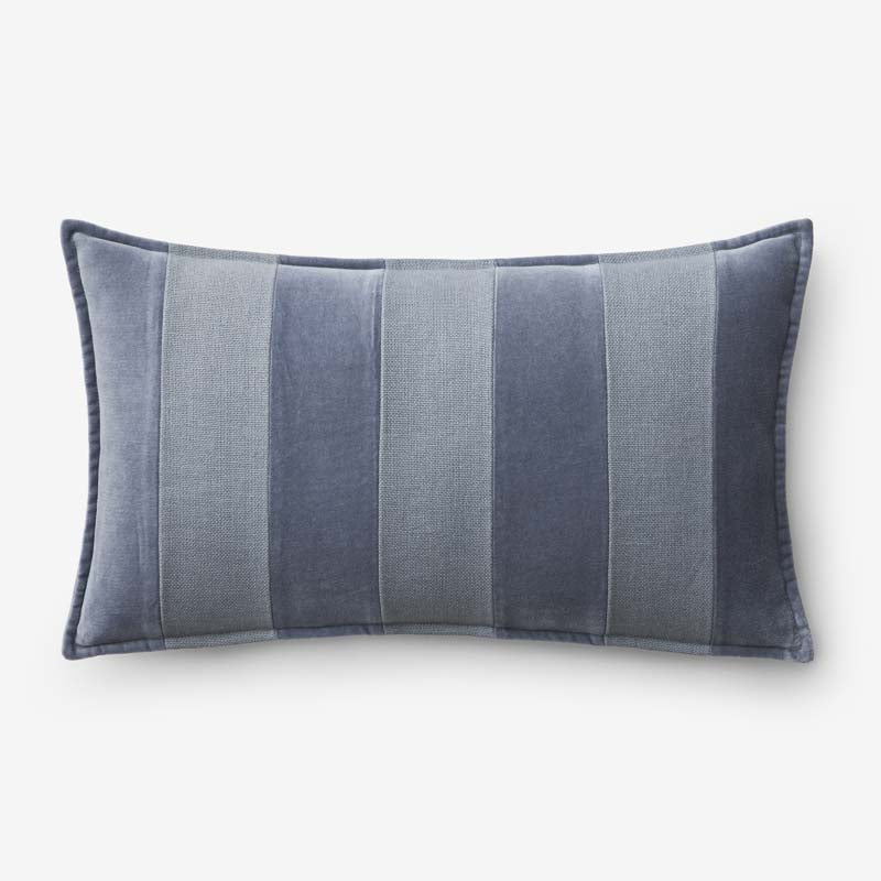 Velvet Linen Stripe Decorative Lumbar Pillow Cover