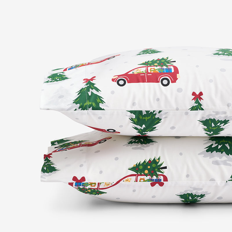Holiday Print Classic Cool Cotton Percale Pillowcase Set