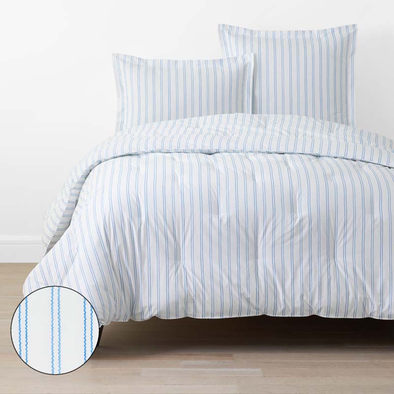 Blossoms and Stripes Classic Cool Cotton Percale Comforter