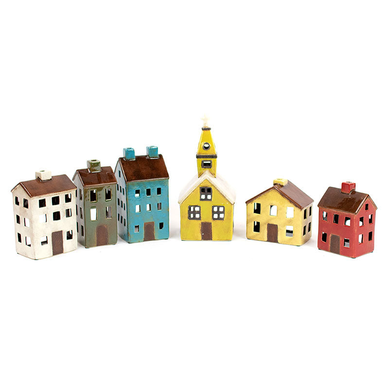 Merry & Bright Ceramic Village, Set of 6