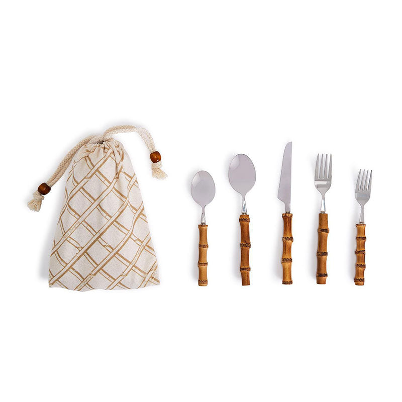 Natural Bamboo Flatware 20 pc Set