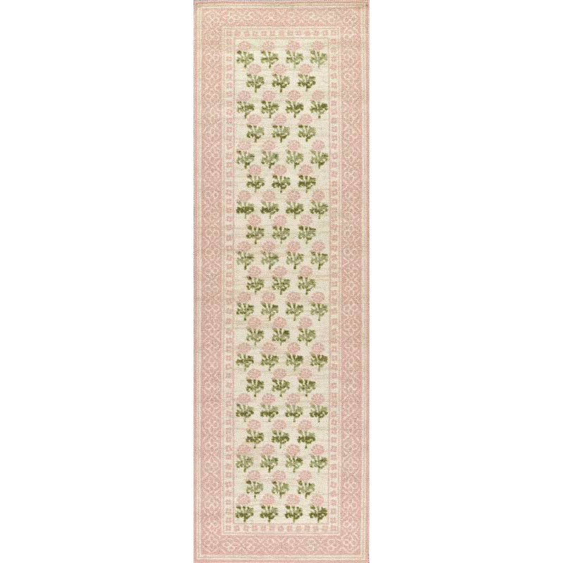 Floral Border Wool Blend Rug
