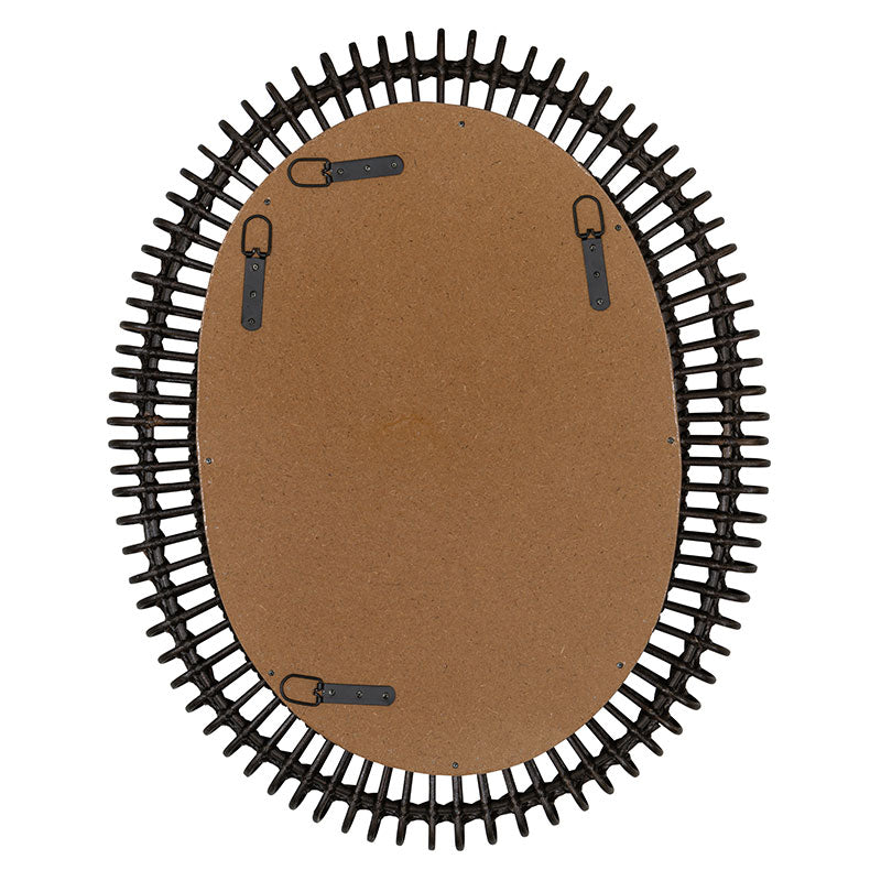 Oval Dark Rattan Wall Mirror