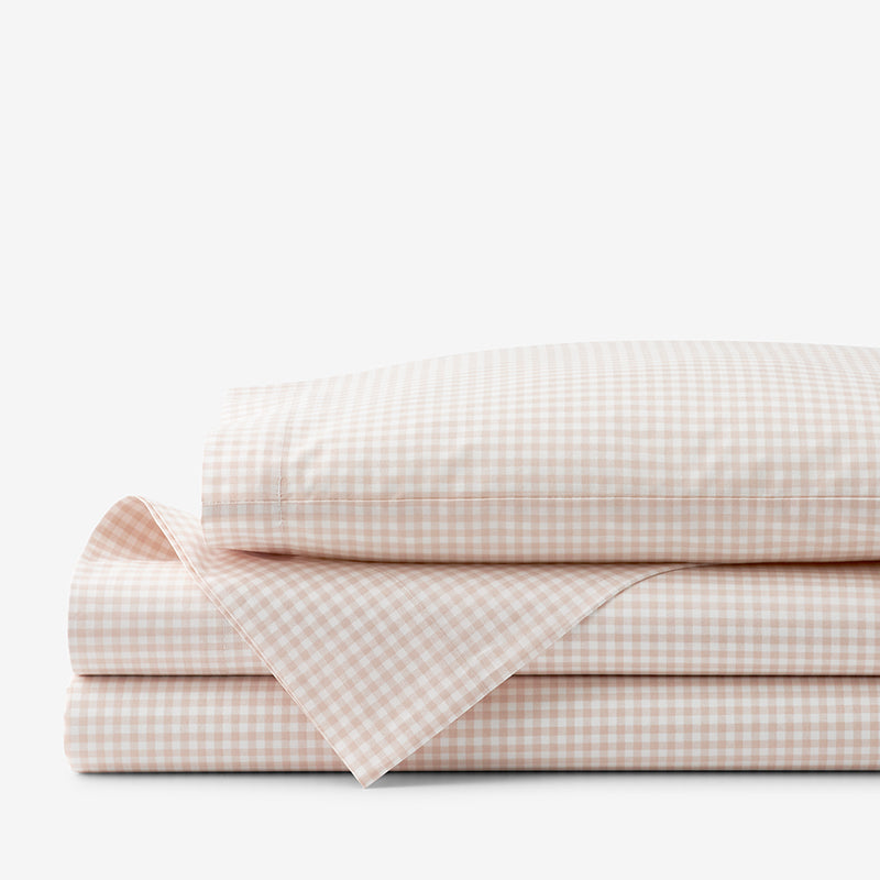 Ditsy Gingham Classic Cool Organic Cotton Percale Toddler Bed Sheet Set
