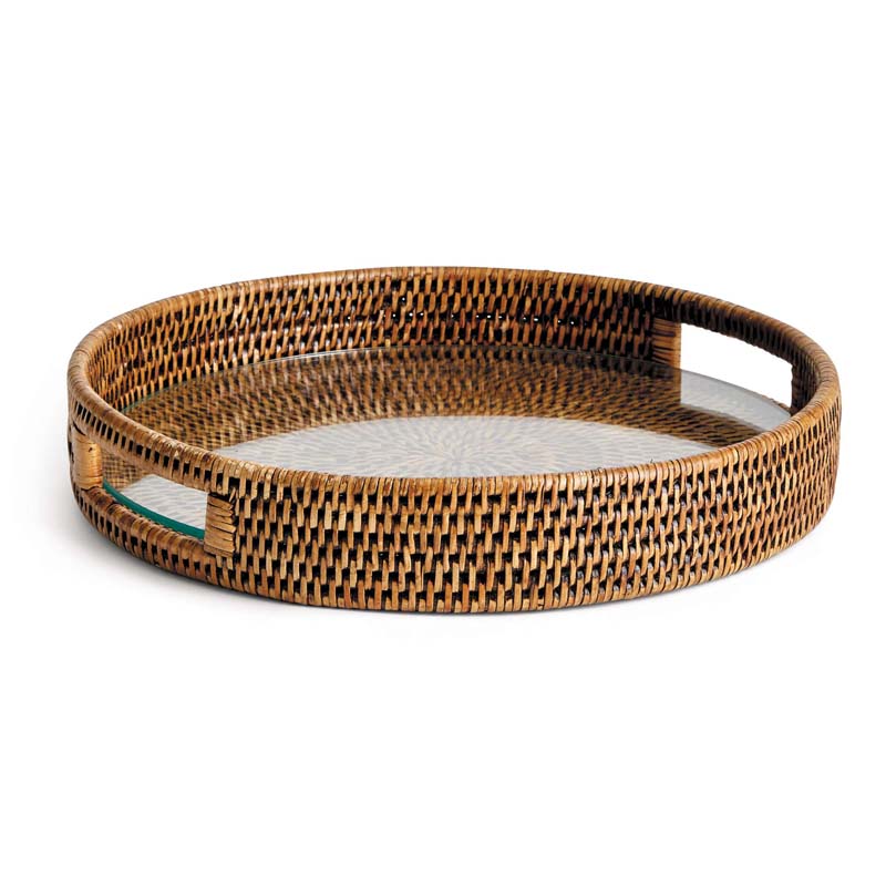 Handwoven Rattan Round Decor Tray