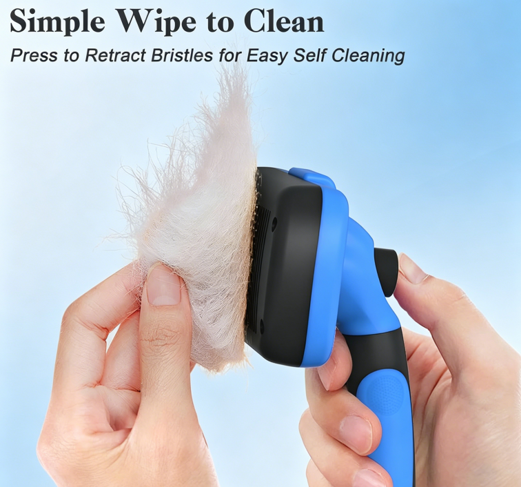 Self Cleaning Slicker Brush - Skin Friendly Deshedding Grooming Tool for Dogs & Cats, Suitable