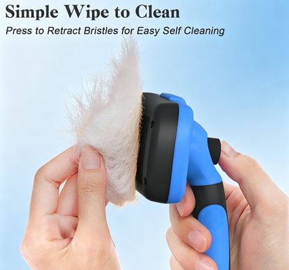 Self Cleaning Slicker Brush - Skin Friendly Deshedding Grooming Tool for Dogs & Cats, Suitable