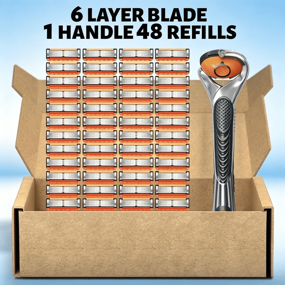 Men Razor Set: Handle & 24/48 Refill Blades