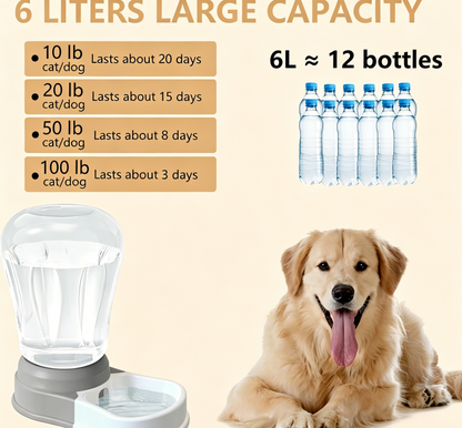 1.6 Gallon Automatic Dog Water Dispenser, Large Capacity Gravity Pet Water Bowl for Multiple Pets
