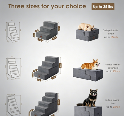 Dog Stairs for Bed 18" H, 4-Step Dog Steps for High Bed, Pet Steps for Small Dogs and Cats