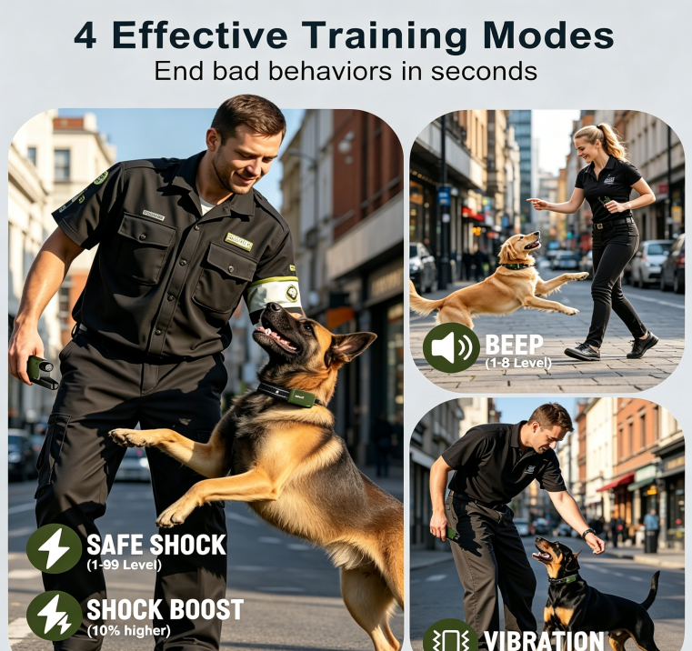 Dog Shock Collar - 4500FT Dog Training Collar with Remote, IPX8 Waterproof Electric Dog Collar with 4 Training Modes