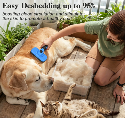 Self Cleaning Slicker Brush - Skin Friendly Deshedding Grooming Tool for Dogs & Cats, Suitable