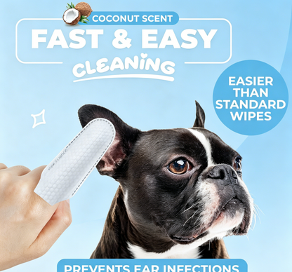 Dog Ear Cleaner Wipes – Finger Wipes for Dogs & Cats – Cleaning, Soothing, & Deodorizing Itchy Ears