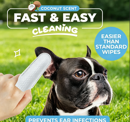 Dog Ear Cleaner Wipes – Finger Wipes for Dogs & Cats – Cleaning, Soothing, & Deodorizing Itchy Ears