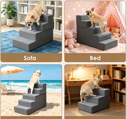 Dog Stairs for Bed 18" H, 4-Step Dog Steps for High Bed, Pet Steps for Small Dogs and Cats