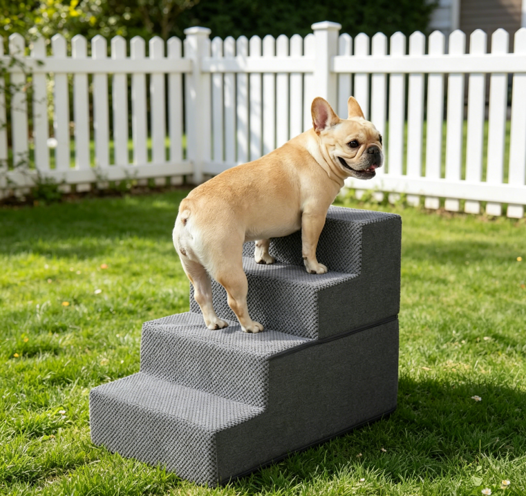 Dog Stairs for Bed 18" H, 4-Step Dog Steps for High Bed, Pet Steps for Small Dogs and Cats