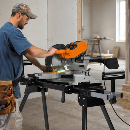 440Lbs Portable Folding Miter Saw Stand, Adjustable Stainless Steel Table, Universal Fit