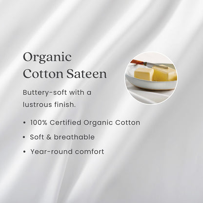 Premium Smooth Organic Cotton Sateen Fitted Bed Sheet
