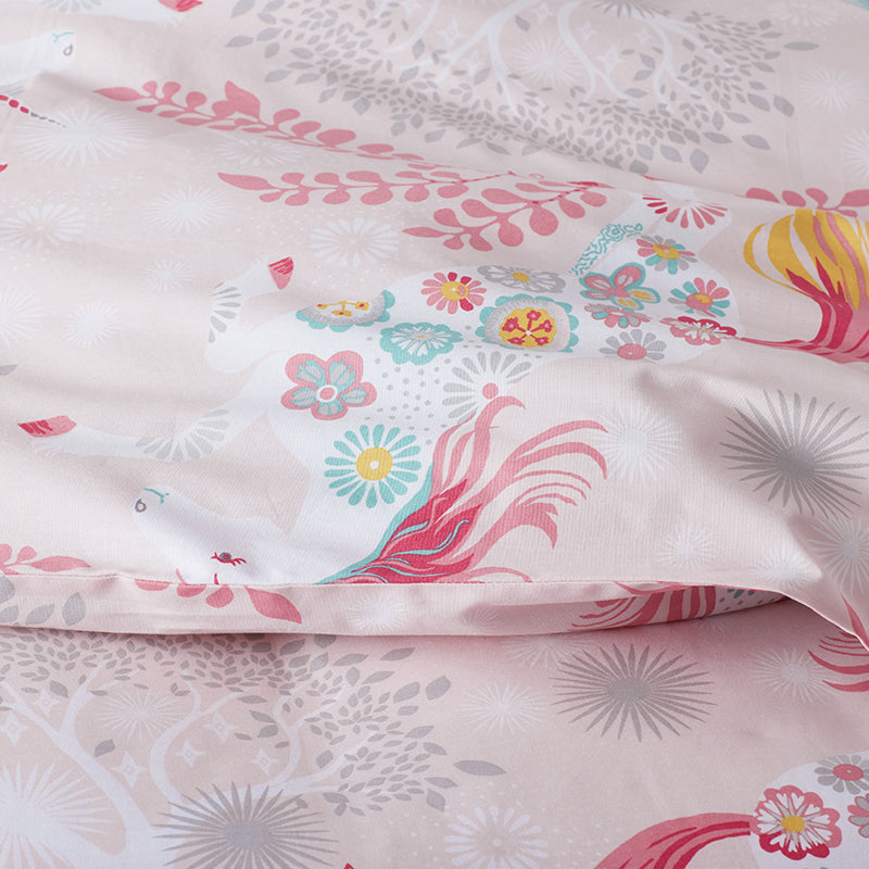 Fancy Unicorns Classic Cool Organic Cotton Percale Comforter Set