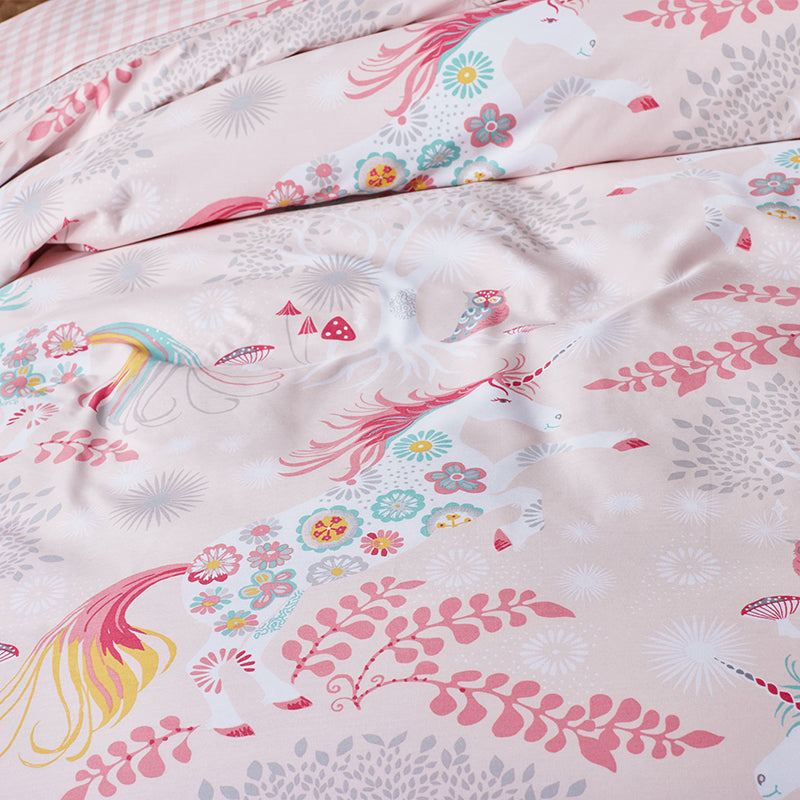 Fancy Unicorns Classic Cool Organic Cotton Percale Duvet Cover Set