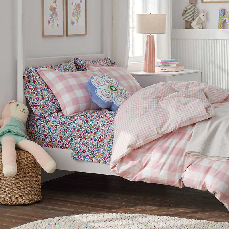Joyful Mini Flower Classic Cool Organic Cotton Percale Pillowcase Set