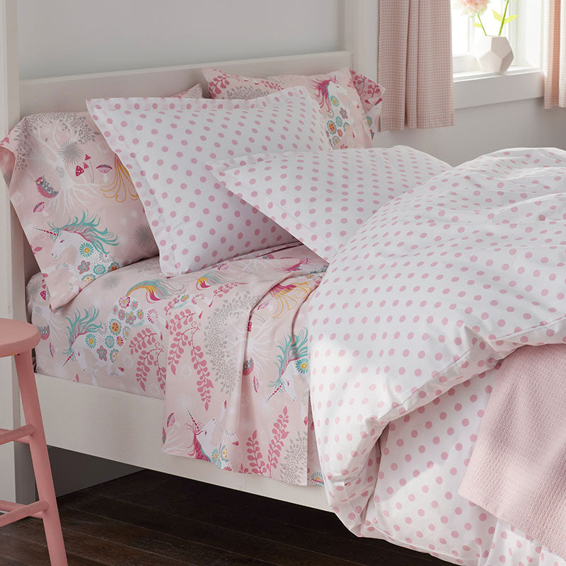Fancy Unicorns Classic Cool Organic Cotton Percale Comforter Set
