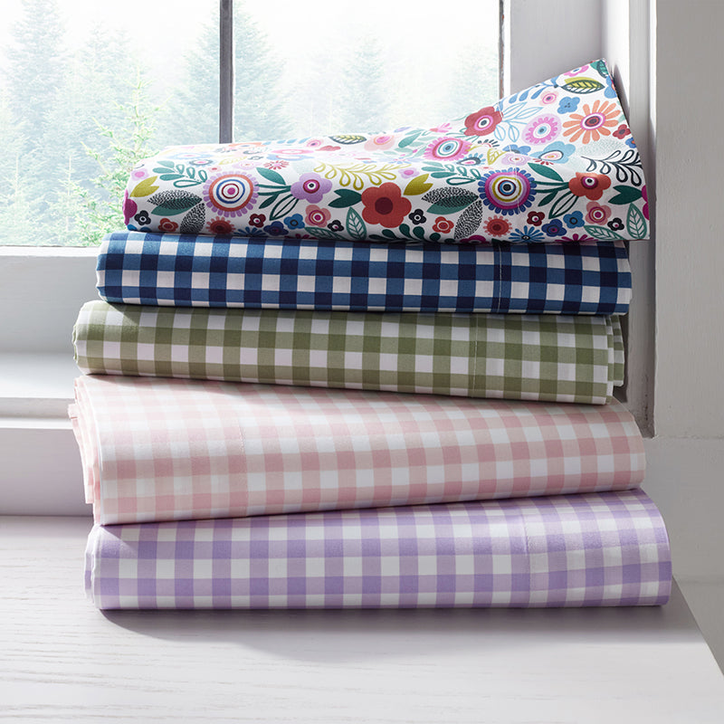 Joyful Mini Flower Classic Cool Organic Cotton Percale Pillowcase Set