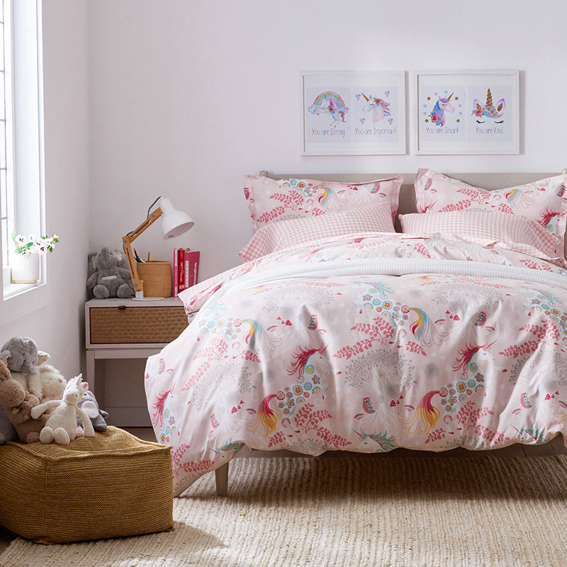 Fancy Unicorns Classic Cool Organic Cotton Percale Bed Sheet Set