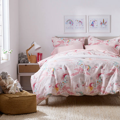 Fancy Unicorns Classic Cool Organic Cotton Percale Pillowcase Set