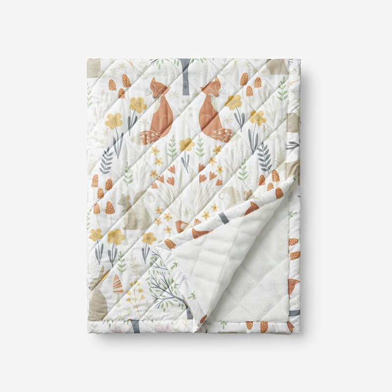 Forest Animals Classic Cool Organic Cotton Percale Quilted Reversible Sherpa Stroller Blanket