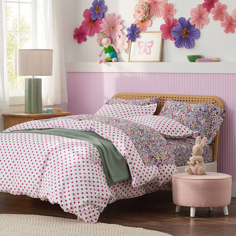 Joyful Mini Flower Classic Cool Organic Cotton Percale Pillowcase Set