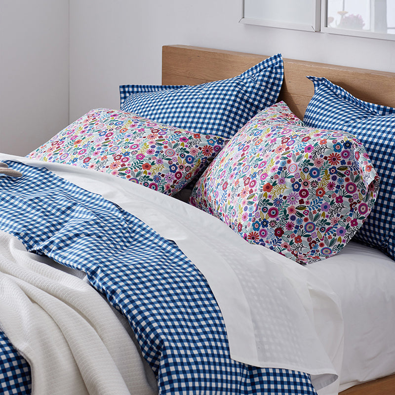 Joyful Mini Flower Classic Cool Organic Cotton Percale Pillowcase Set