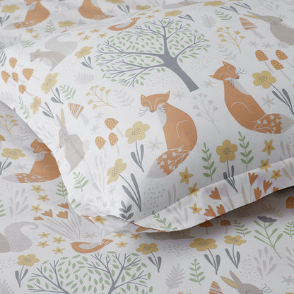 Forest Animals Classic Cool Organic Cotton Percale Duvet Cover Set