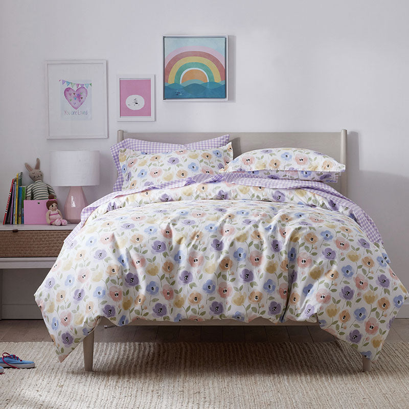 Pastel Poppies Classic Cool Organic Cotton Percale Sham