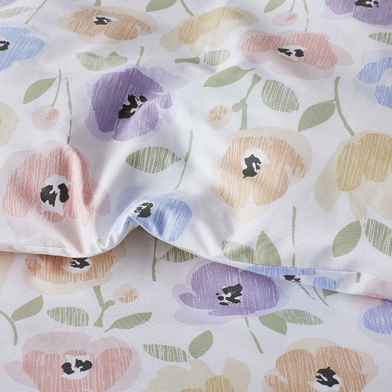 Pastel Poppies Classic Cool Organic Cotton Percale Bed Sheet Set