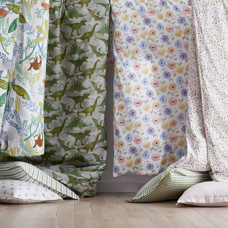 Pastel Poppies Classic Cool Organic Cotton Percale Duvet Cover Set