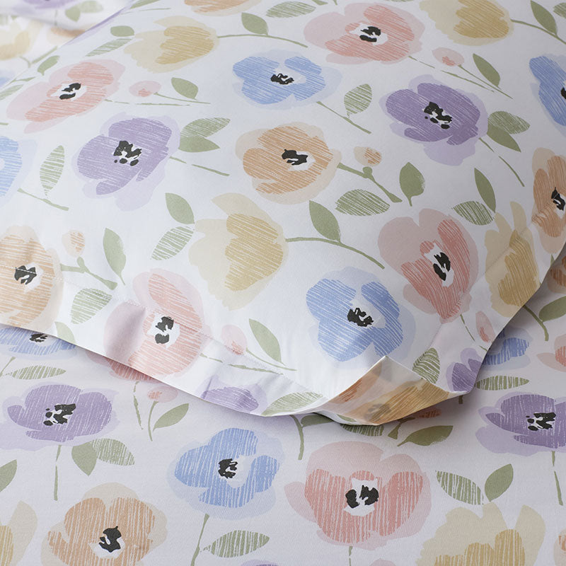 Pastel Poppies Classic Cool Organic Cotton Percale Sham