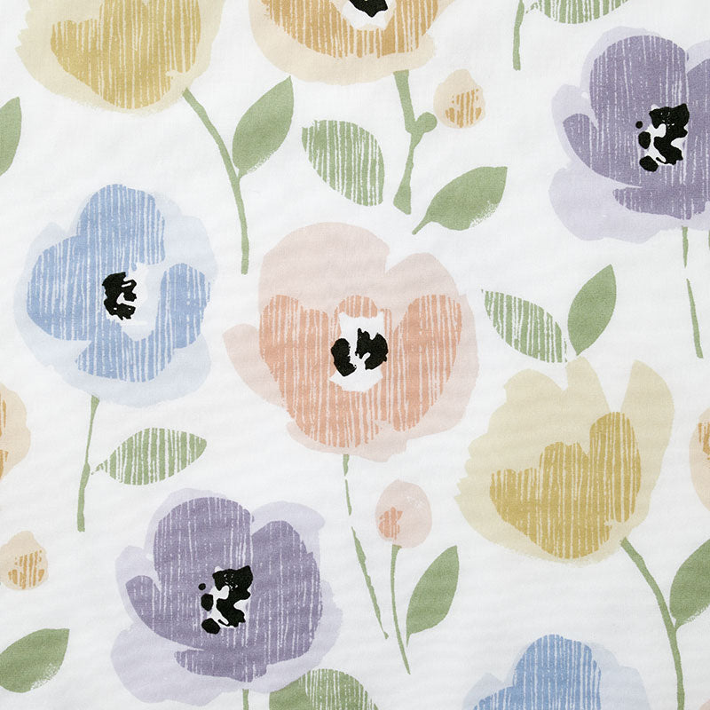 Pastel Poppies Classic Cool Organic Cotton Percale Duvet Cover Set