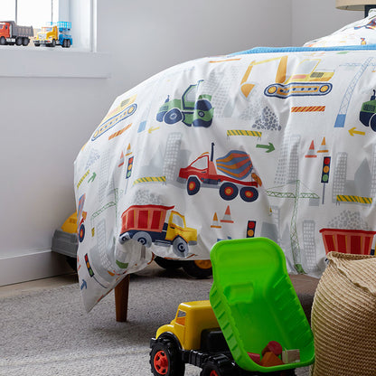 Construction Trucks Classic Cool Organic Cotton Percale Bed Sheet Set