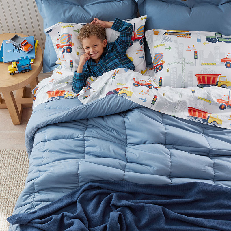 Construction Trucks Classic Cool Organic Cotton Percale Pillowcase Set