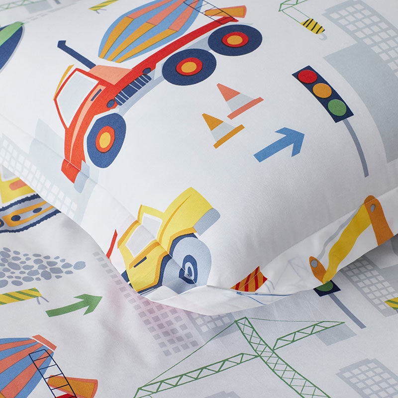 Construction Trucks Classic Cool Organic Cotton Percale Comforter Set