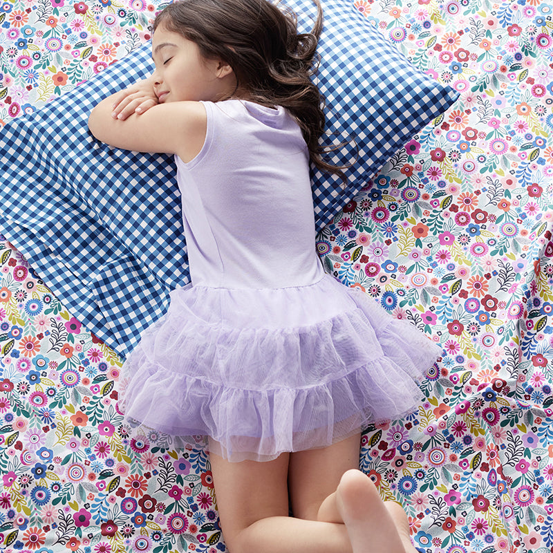 Joyful Mini Flower Classic Cool Organic Cotton Percale Pillowcase Set