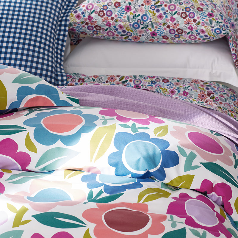 Joyful Flower Classic Cool Organic Cotton Percale Comforter Set