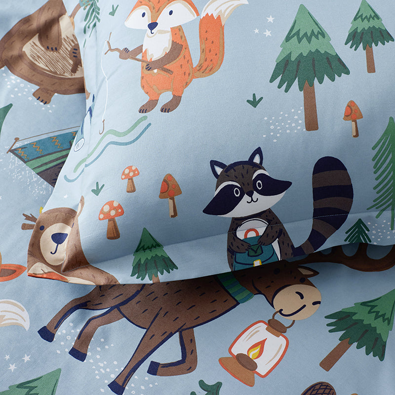 Animal Campers Classic Cool Organic Cotton Percale Duvet Cover Set