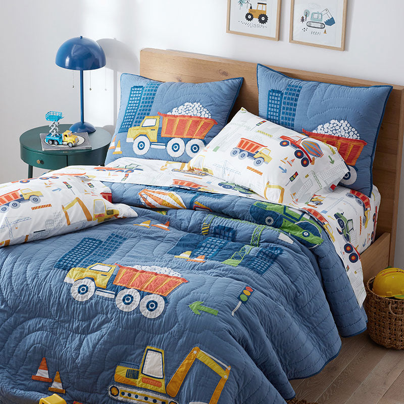 Construction Trucks Classic Cool Organic Cotton Percale Comforter Set